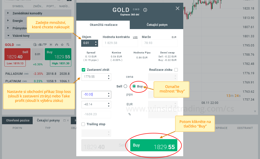 Zadejte objem vaší investice