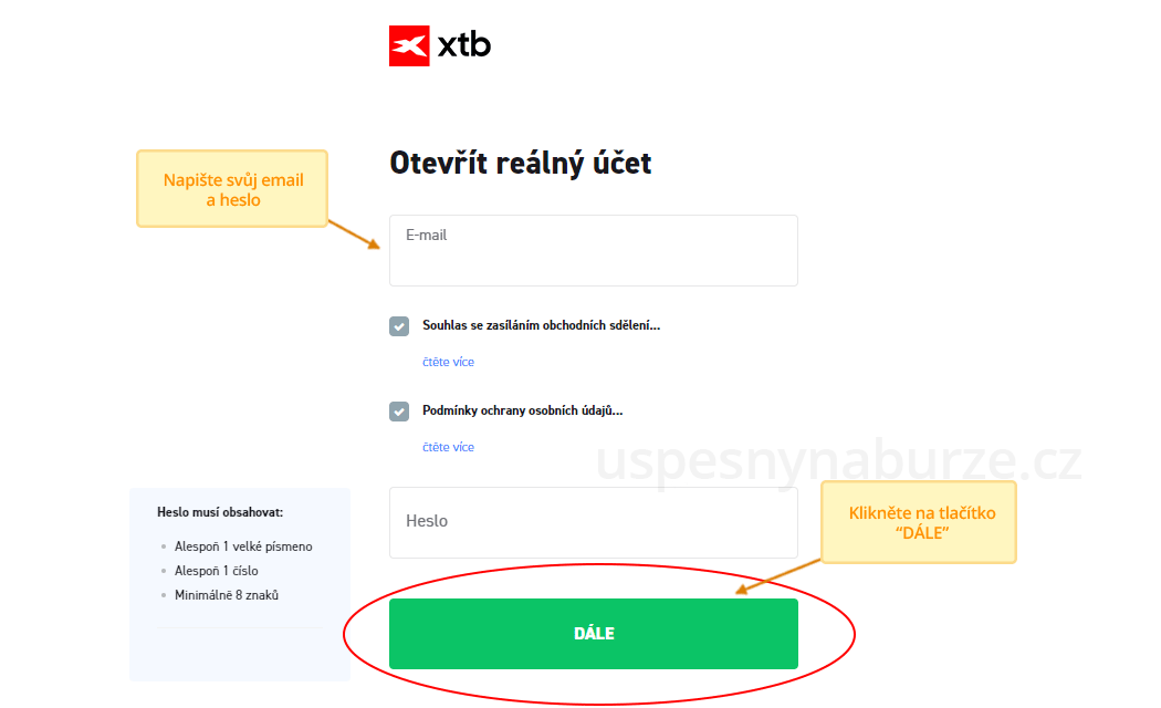 přihlášení do účtu XTB